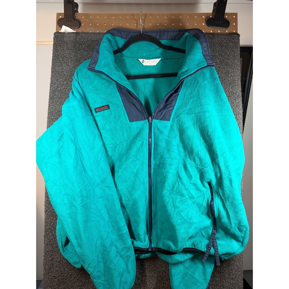 Columbia Fleece Jacket Mens XL Teal Blue Full Zip Vintage Outdoor 191